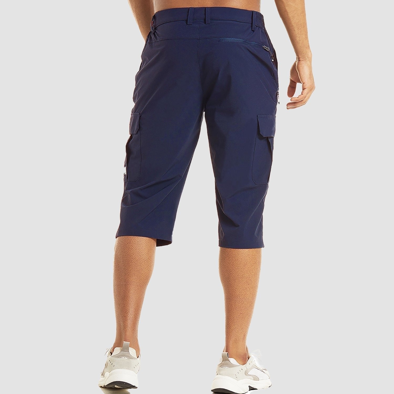 Men's Knee-Length Straight-Leg Cargo Shorts Button-Fly