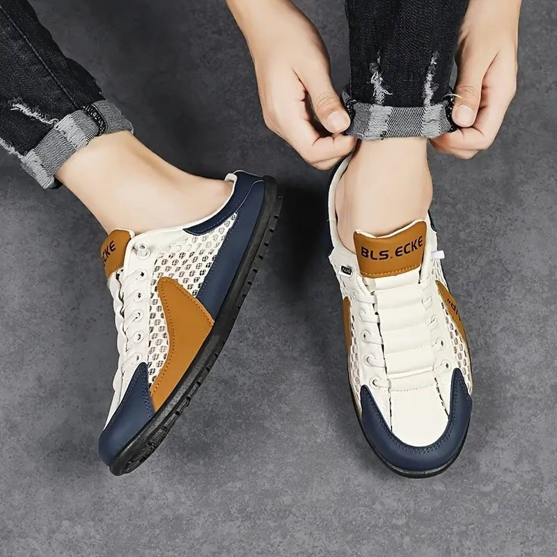 Men's Lace-Up Half-Shoe Backless Slip-On Sneaker Mules