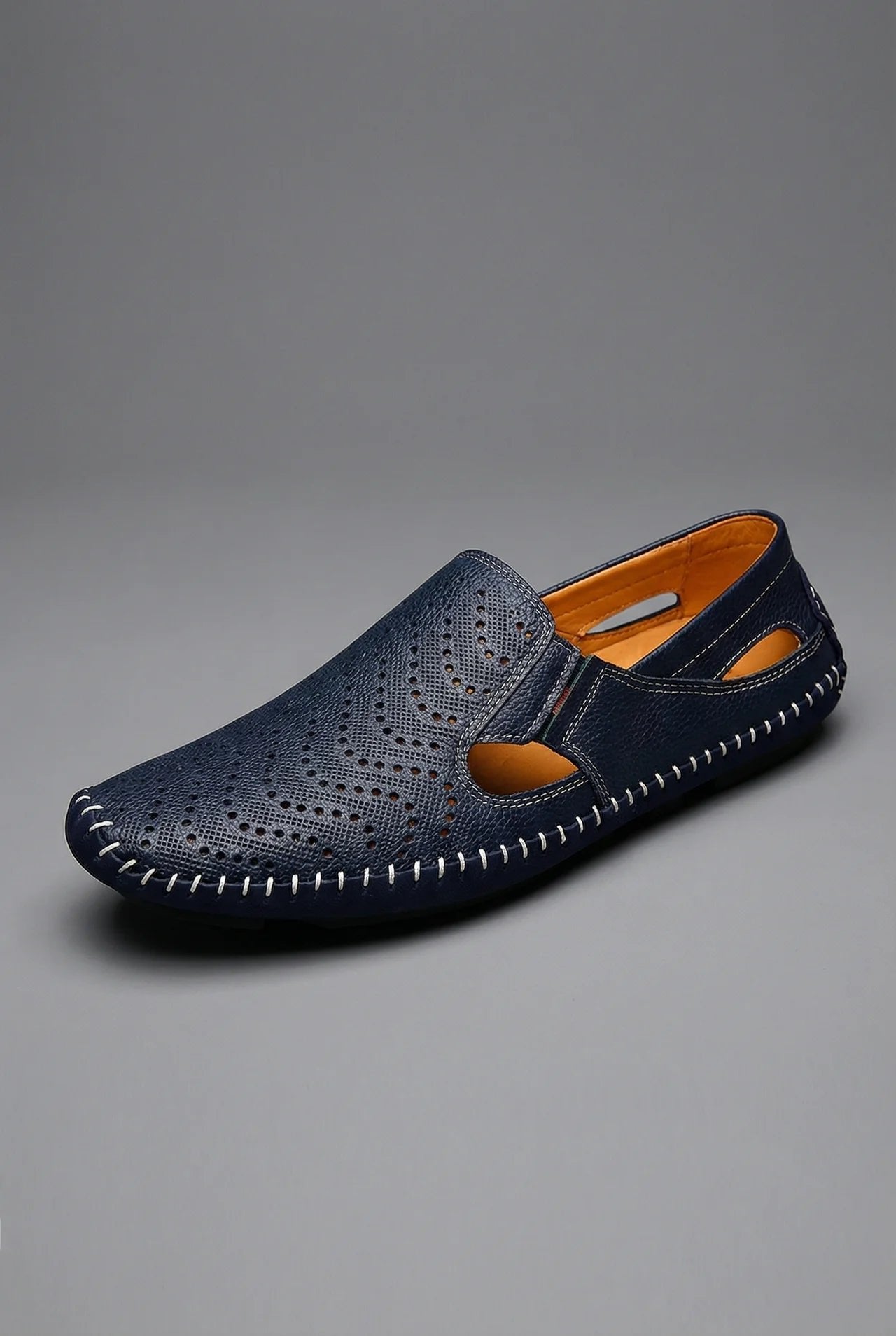 Men's Perforated Hand-Stitched Slip-On Driving Loafers