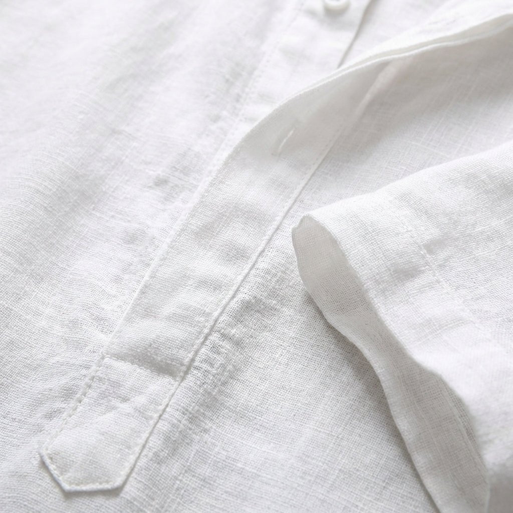 Men's Relaxed-Fit Linen Henley Band-Collar Shirt