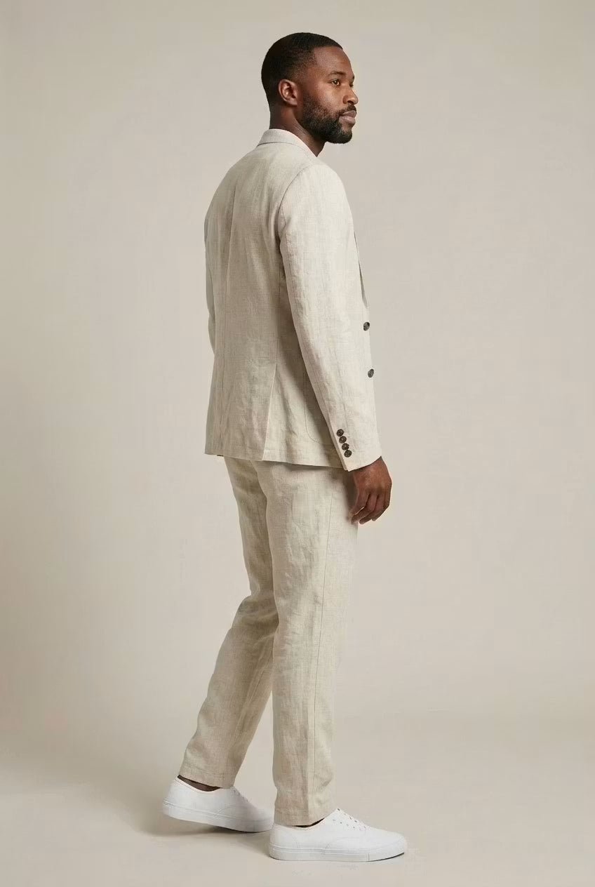 Men's Relaxed-Fit Two-Piece Linen Suit Set Blazer Pants