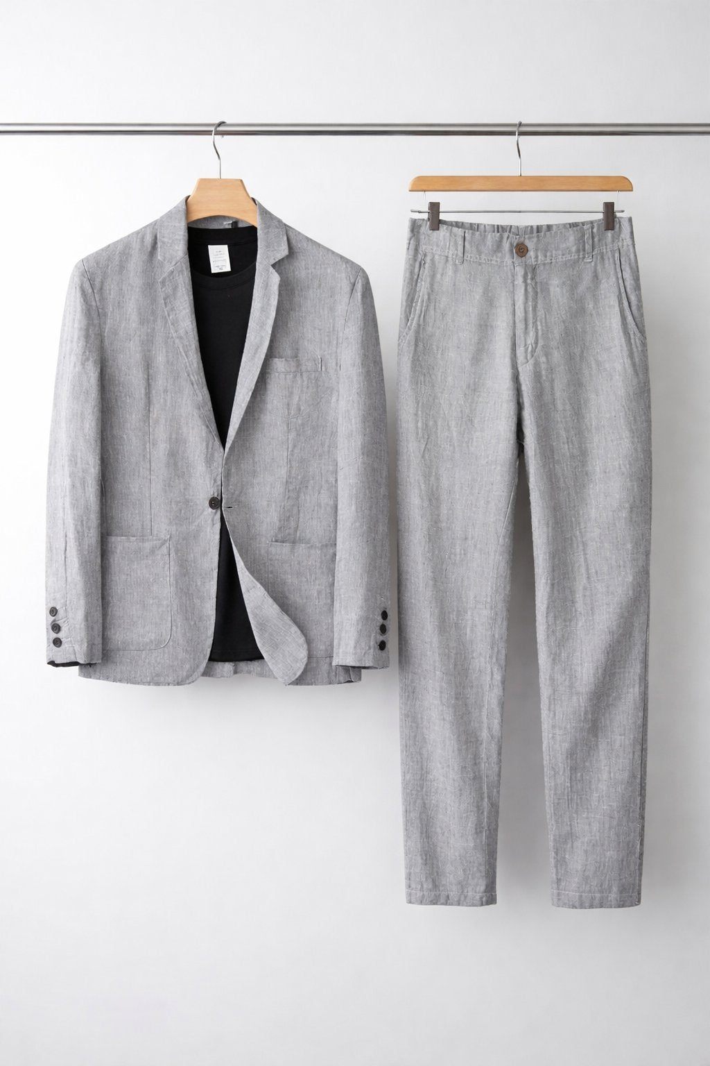 Men's Relaxed-Fit Two-Piece Linen Suit Set Blazer Pants - Gray