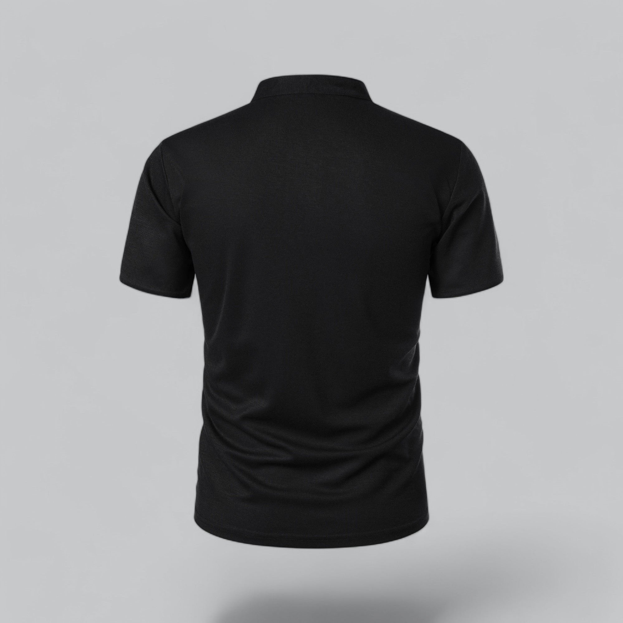 Men's Short-Sleeve Cotton Mandarin Collar Three-Button Polo Shirt