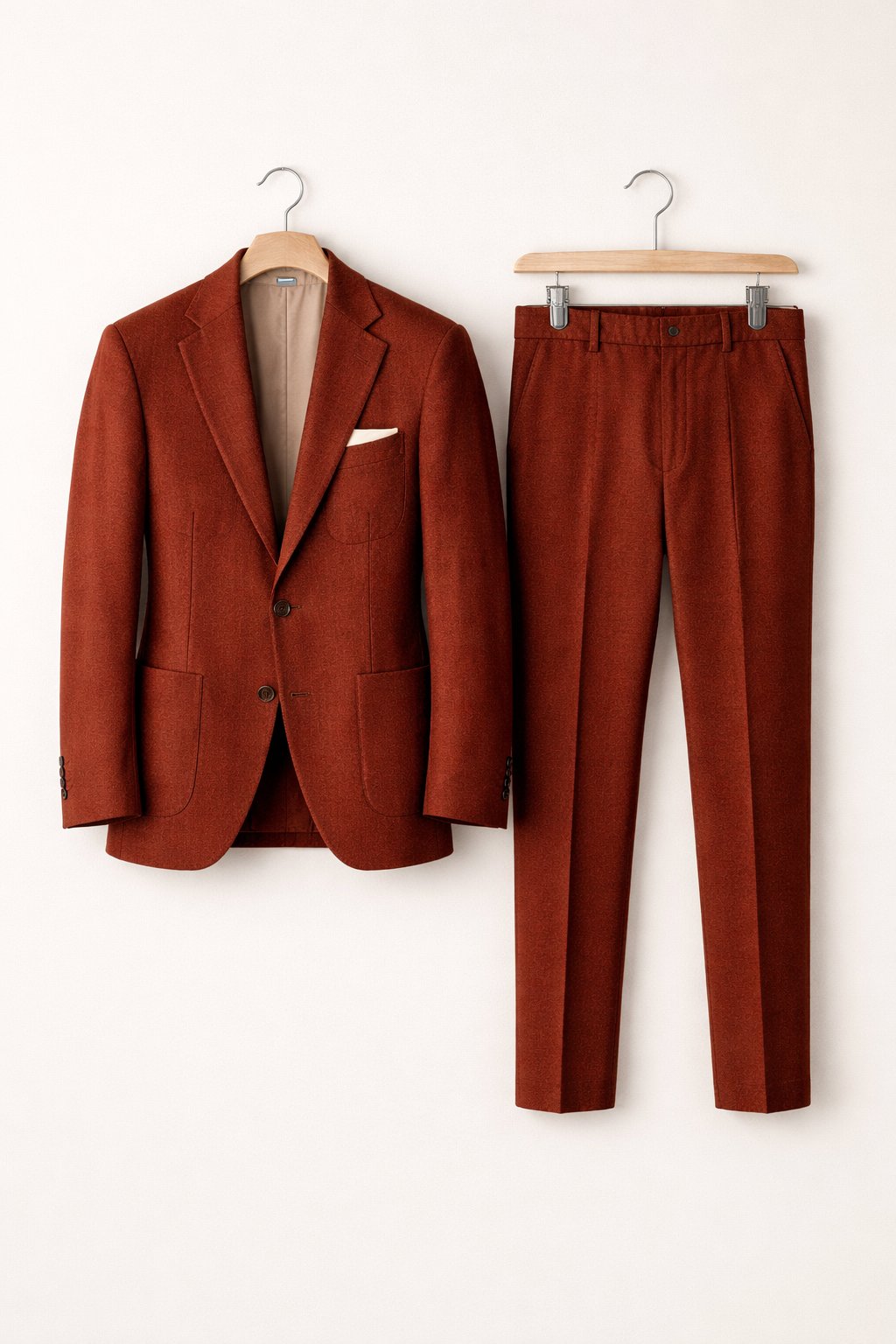 Men's Slim-Fit Two-Piece Notch-Lapel Suit - Burgundy