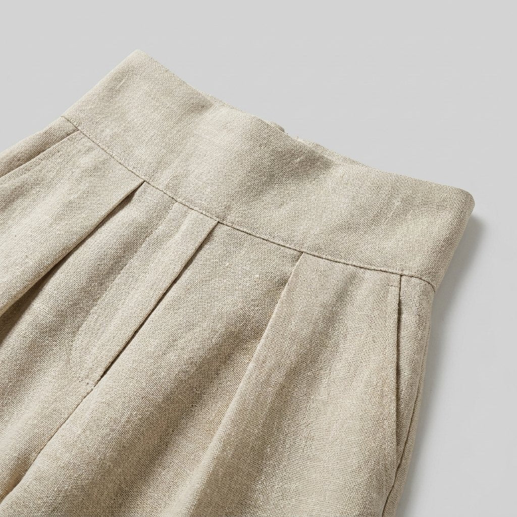 Women's Cotton-Linen Mock-Neck Sleeveless Blouse Wide-Leg Pants Set