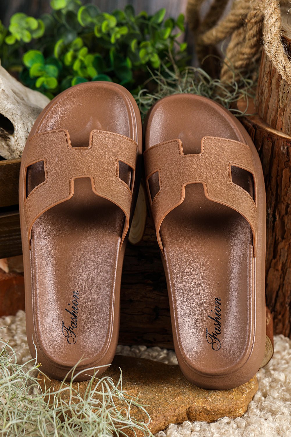 Women's Cut-Out H-Strap Platform Slide Sandals