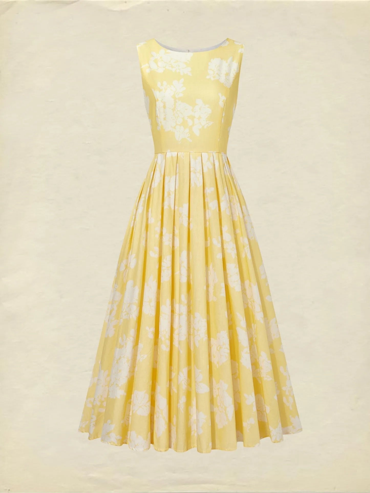 Women's Floral A-Line Sleeveless Pleated Midi Dress