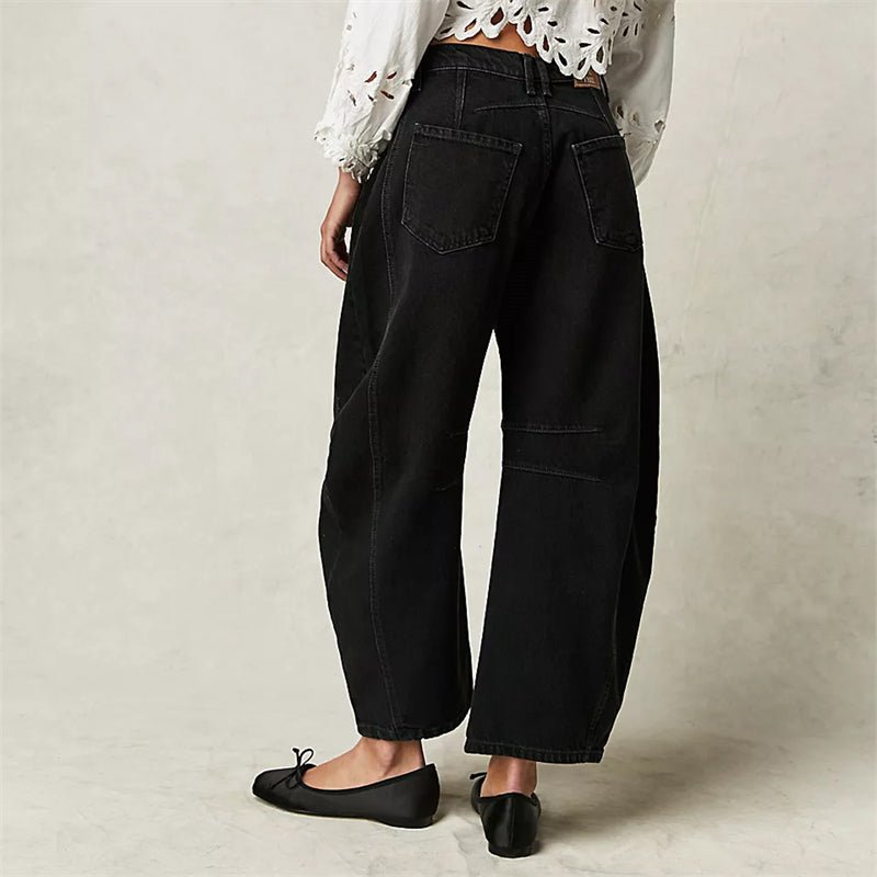 Women's High-Rise Barrel Leg Relaxed-Fit Acid-Wash Jeans