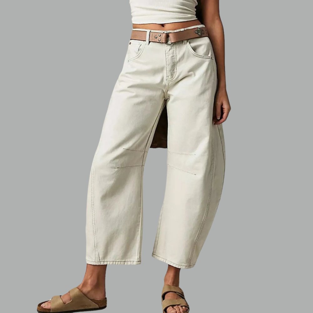 Women's High-Rise Barrel Leg Relaxed-Fit Acid-Wash Jeans