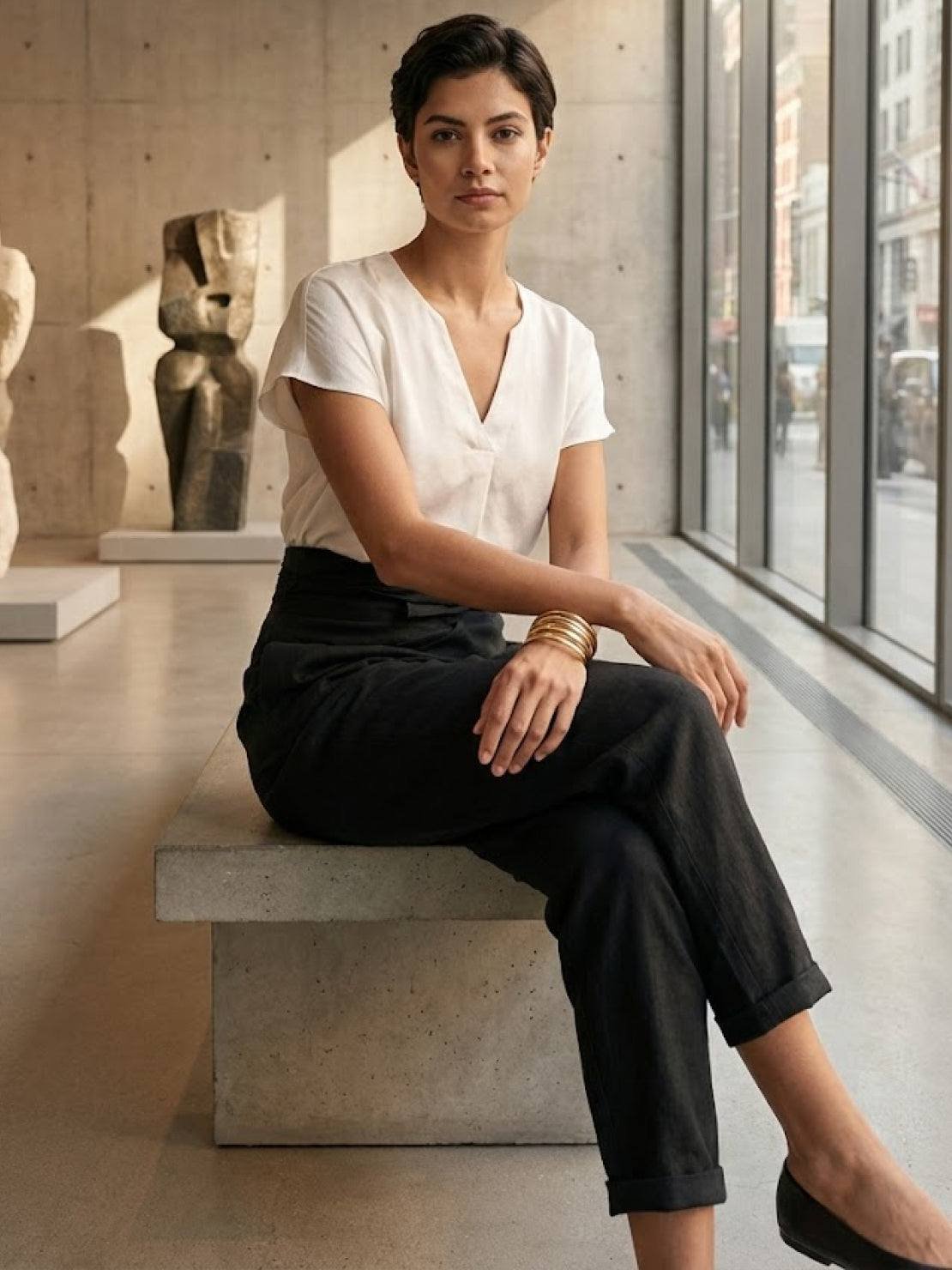 Women's High-Waist Wrap-Front Tapered Cropped Pants
