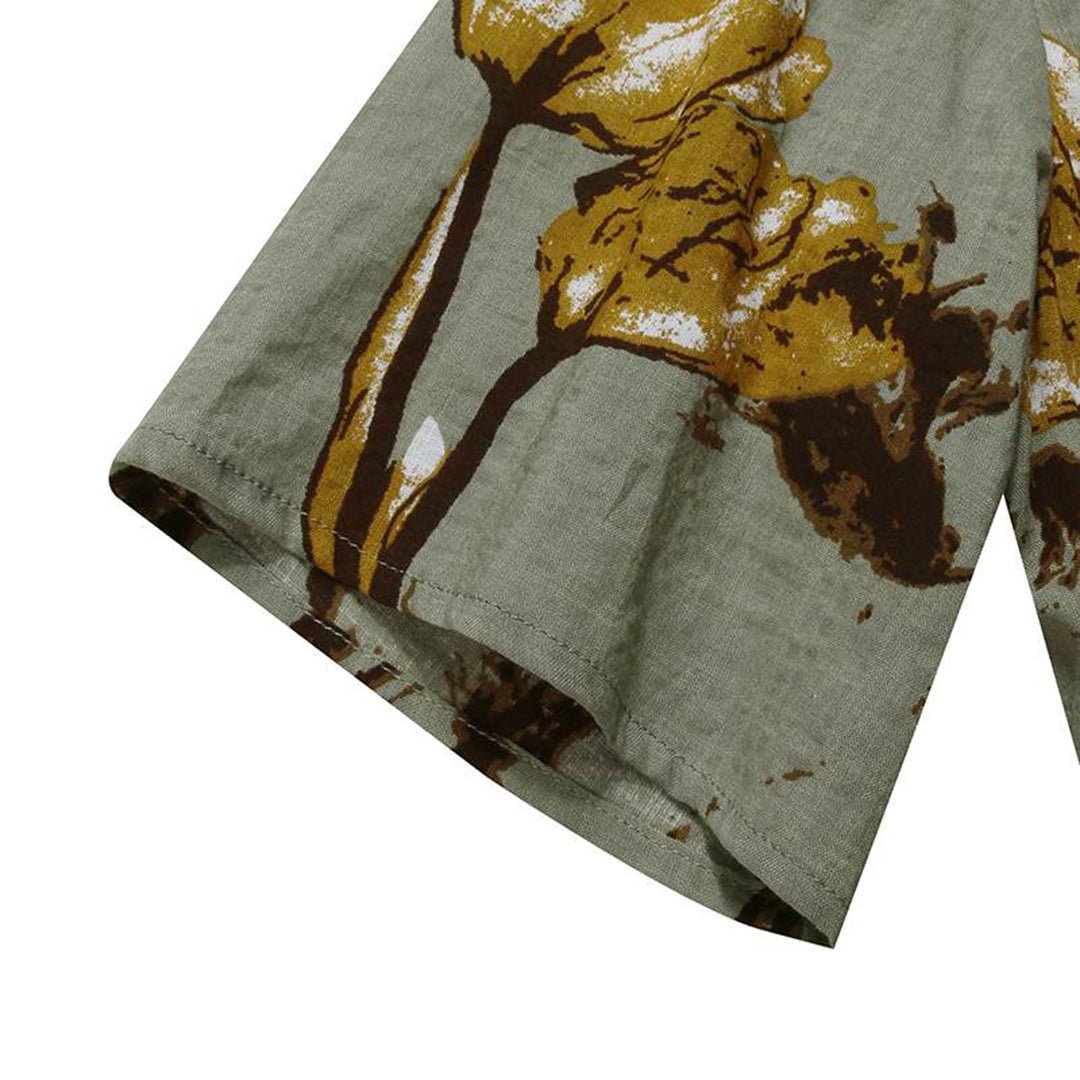 Women's Loose-Fit Floral Print Short Sleeve Maxi Dress