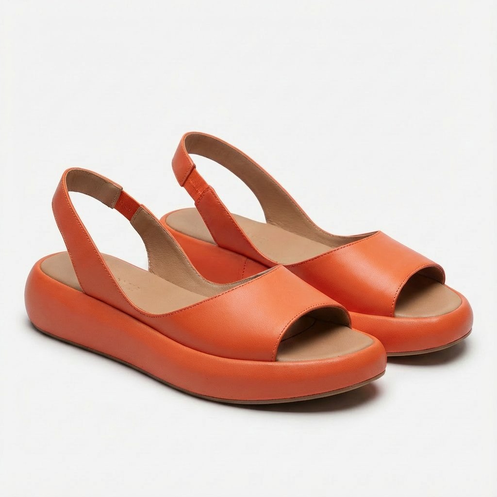 Women's Open-Toe Slingback Platform Wedge Sandals - Naranja