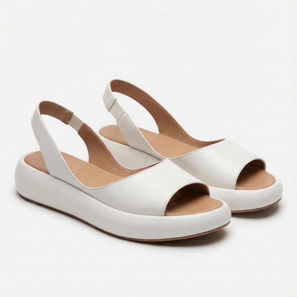 Women's Open-Toe Slingback Platform Wedge Sandals - Blanco