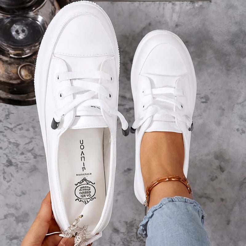 Women's Orthopedic Arch-Support Lace-Up Low-Top Sneakers - White