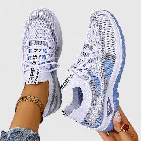 Women's Orthopedic Arch-Support Lace-Up Mesh Walking Sneakers - Blue