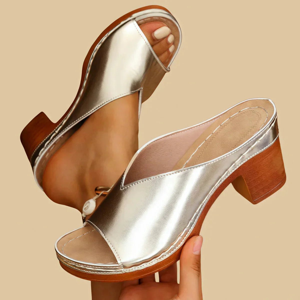 Women's Orthopedic Cushioned Slip-On Open-Toe Block Heel Sandals