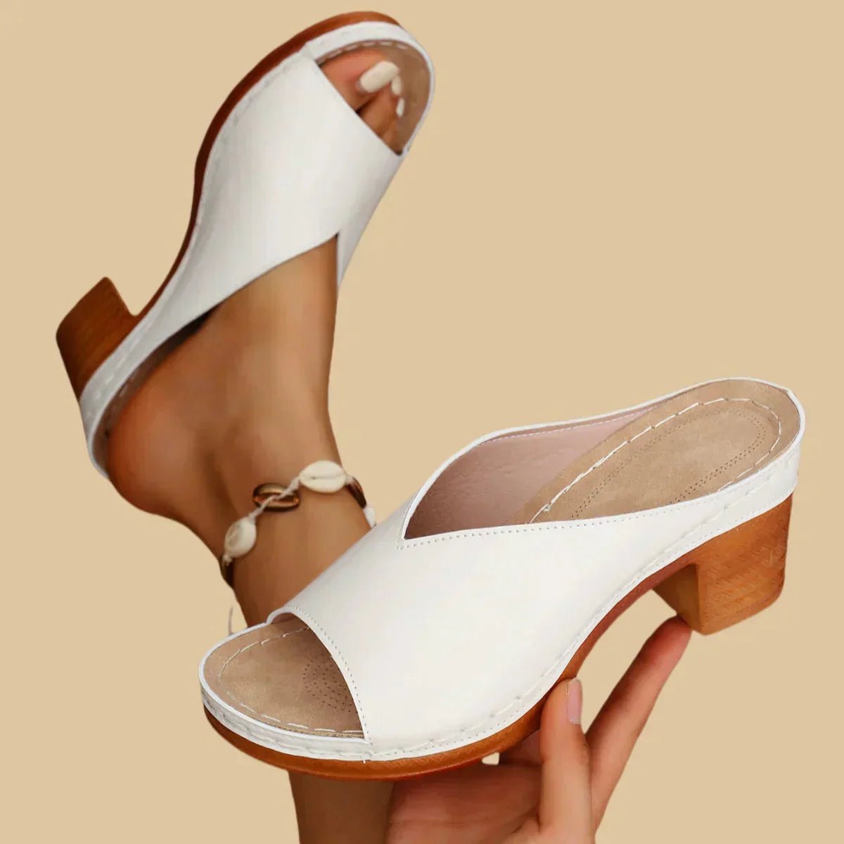 Women's Orthopedic Cushioned Slip-On Open-Toe Block Heel Sandals