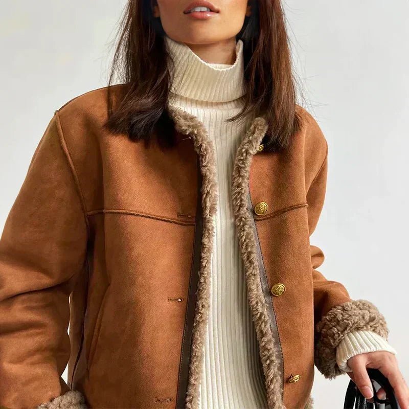 Women's Relaxed-Fit Faux-Shearling Button-Front Jacket