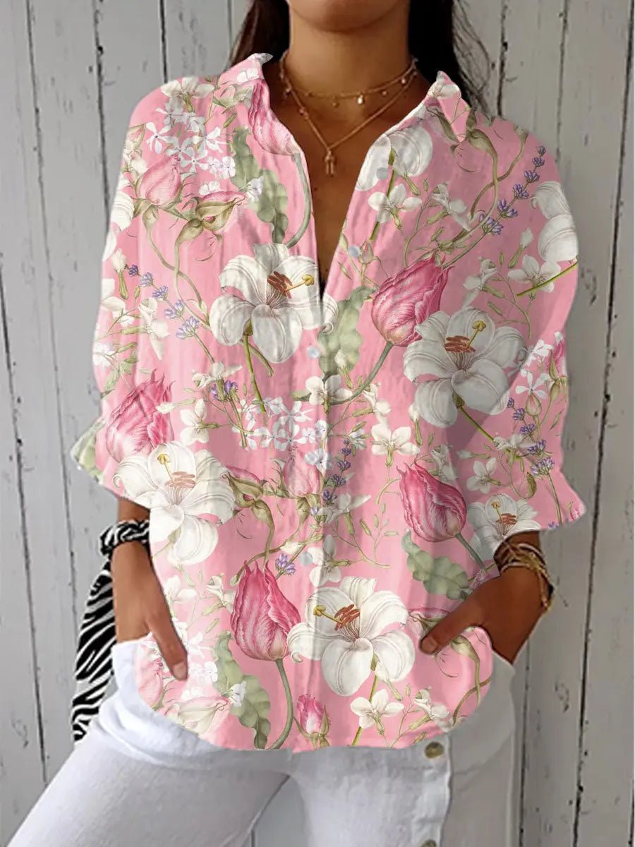 Women's Relaxed-Fit Floral Button-Front Blouse - Multicolor