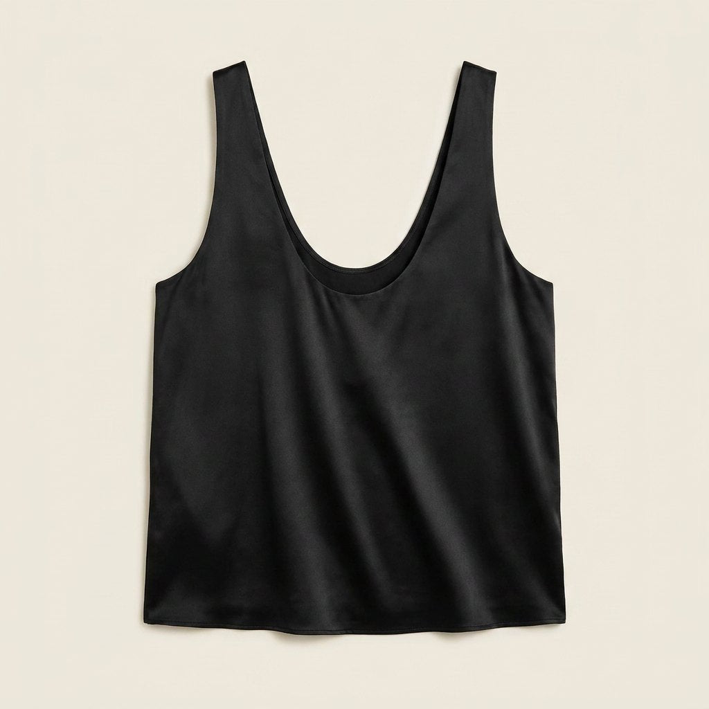 Women's Relaxed-Fit Satin Tank Top Scoop Neck