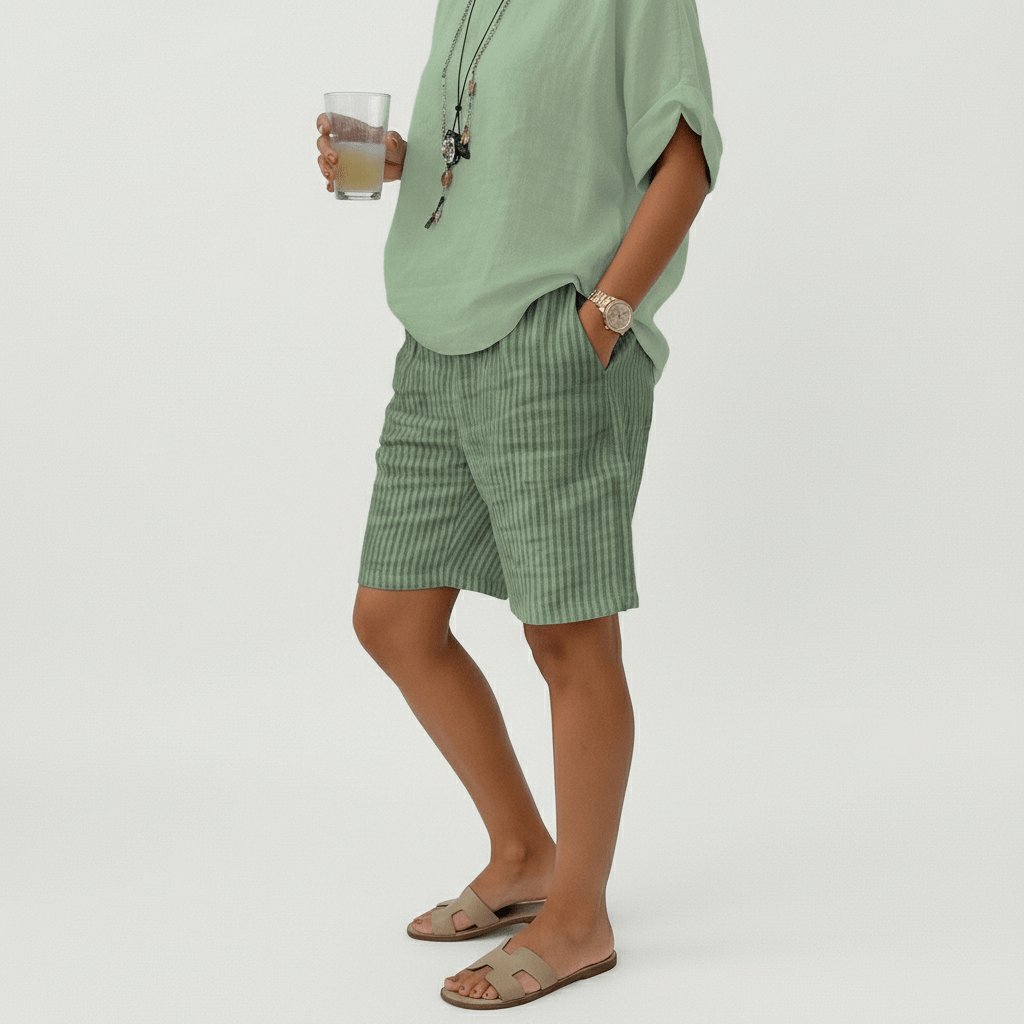 Women's Relaxed-Fit Striped Elastic-Waist Bermuda Shorts