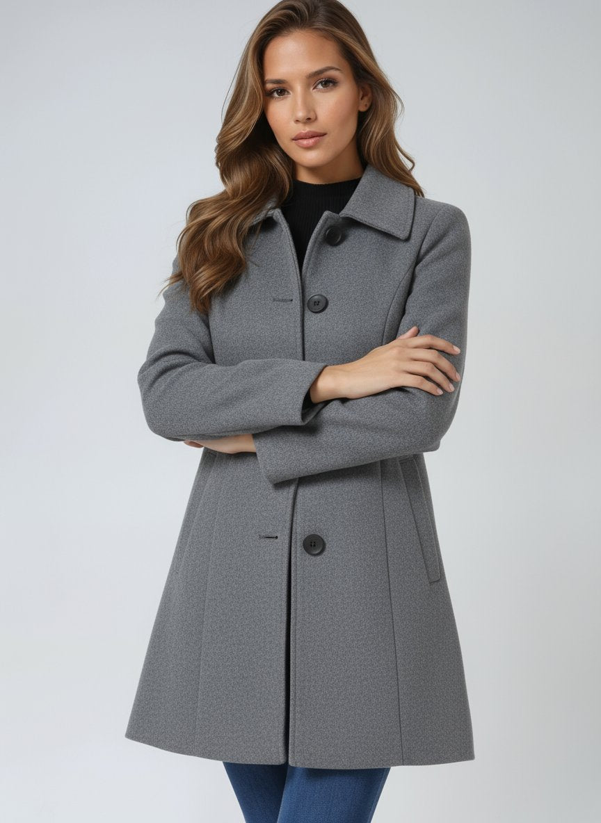 Women's Single-Breasted Structured Mid-Length Winter Coat