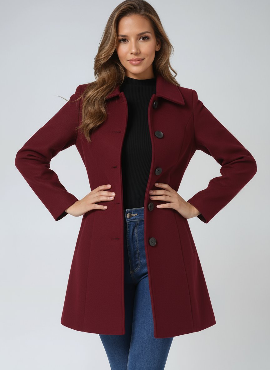 Women's Single-Breasted Structured Mid-Length Winter Coat