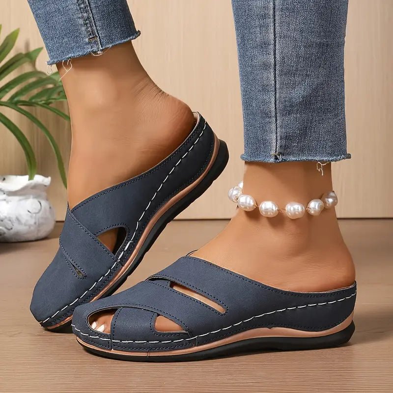 Women's Slip-On Cutout Comfort Slide Sandals Round Toe