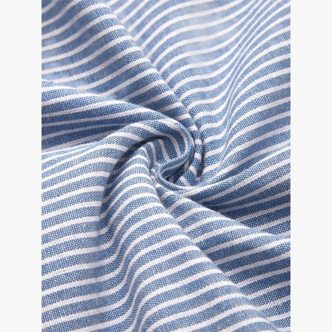 Women's Striped Button-Detail Short-Sleeve Midi Dress