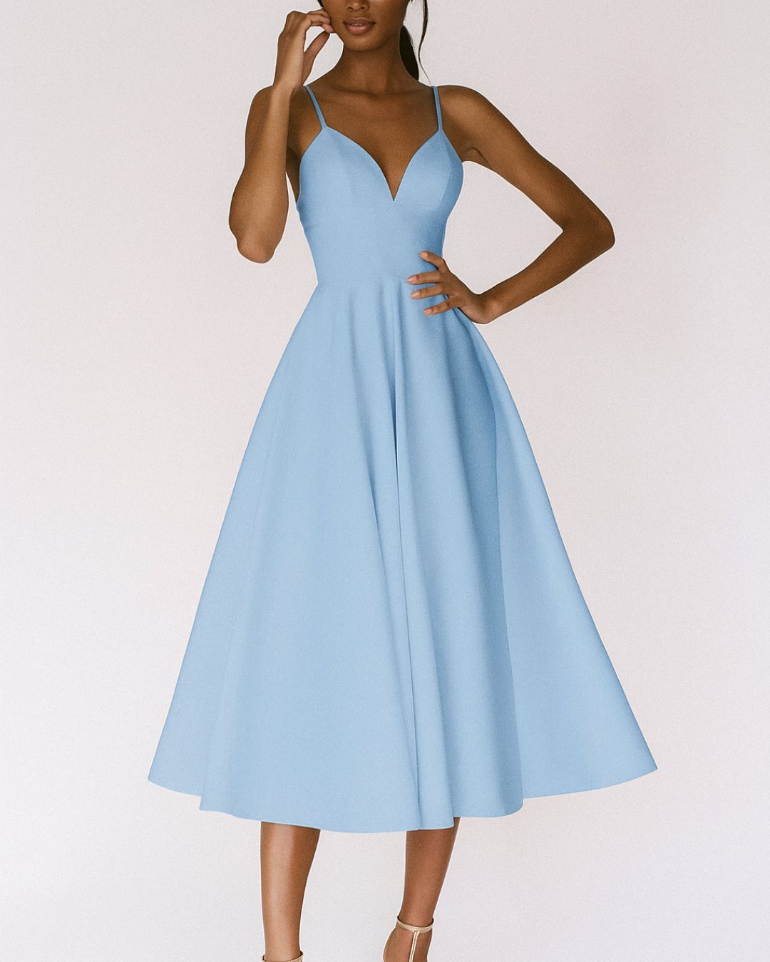 Women's Sweetheart A-Line Spaghetti Strap Midi Dress - Blue