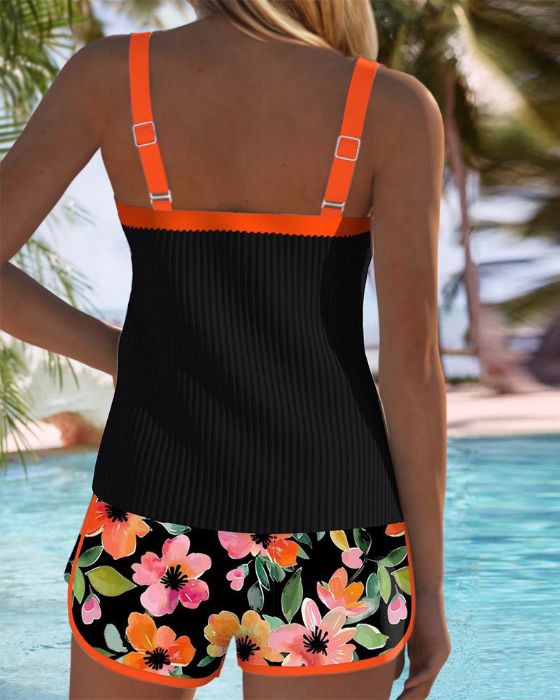 Women's Tummy Control Tankini Set Floral Two-Piece Swimsuit