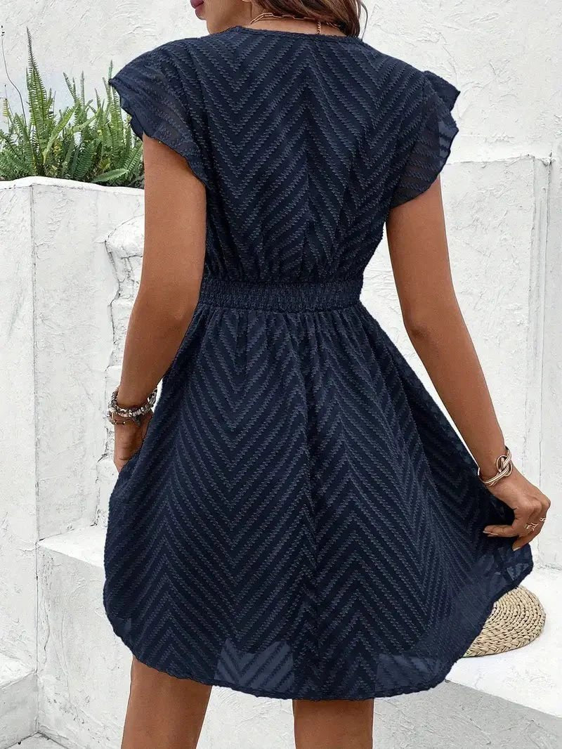 Women's V-Neck Lace-Trim Flutter-Sleeve Mini Dress