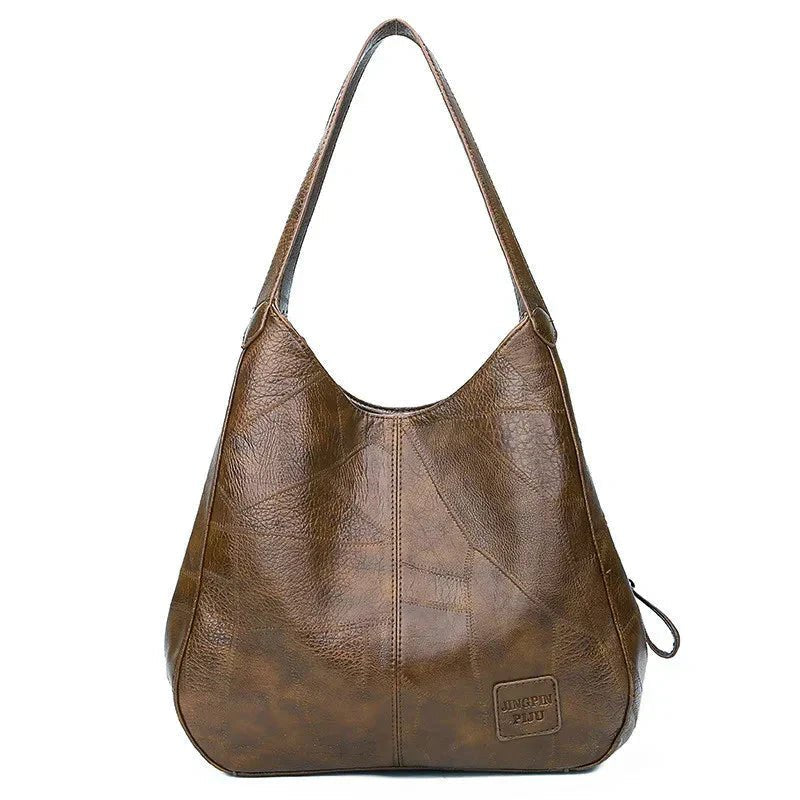 Women's Vintage Soft Leather Hobo Shoulder Bag - Coffee