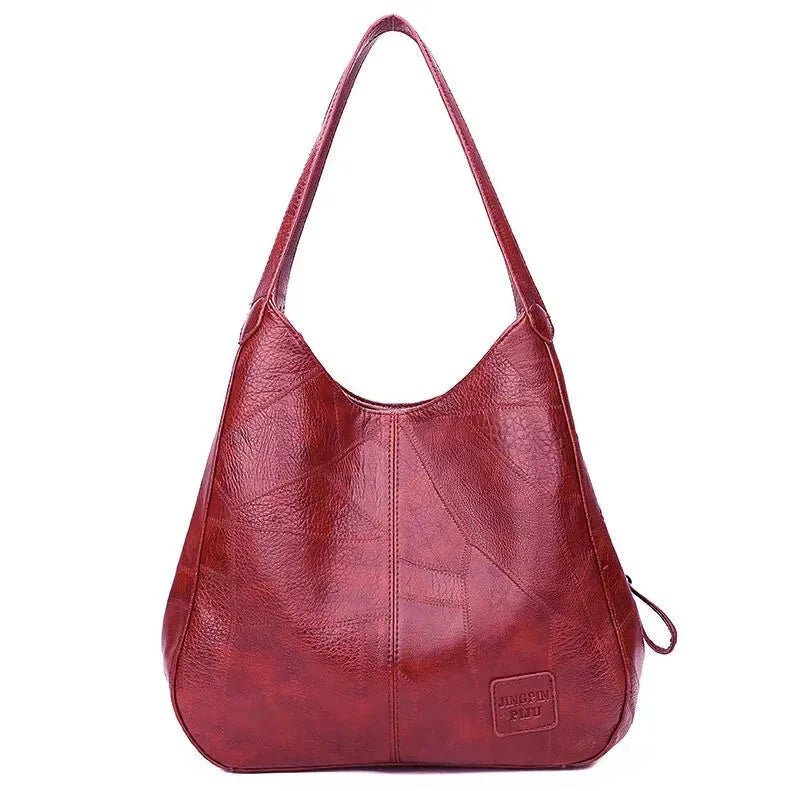 Women's Vintage Soft Leather Hobo Shoulder Bag - Red