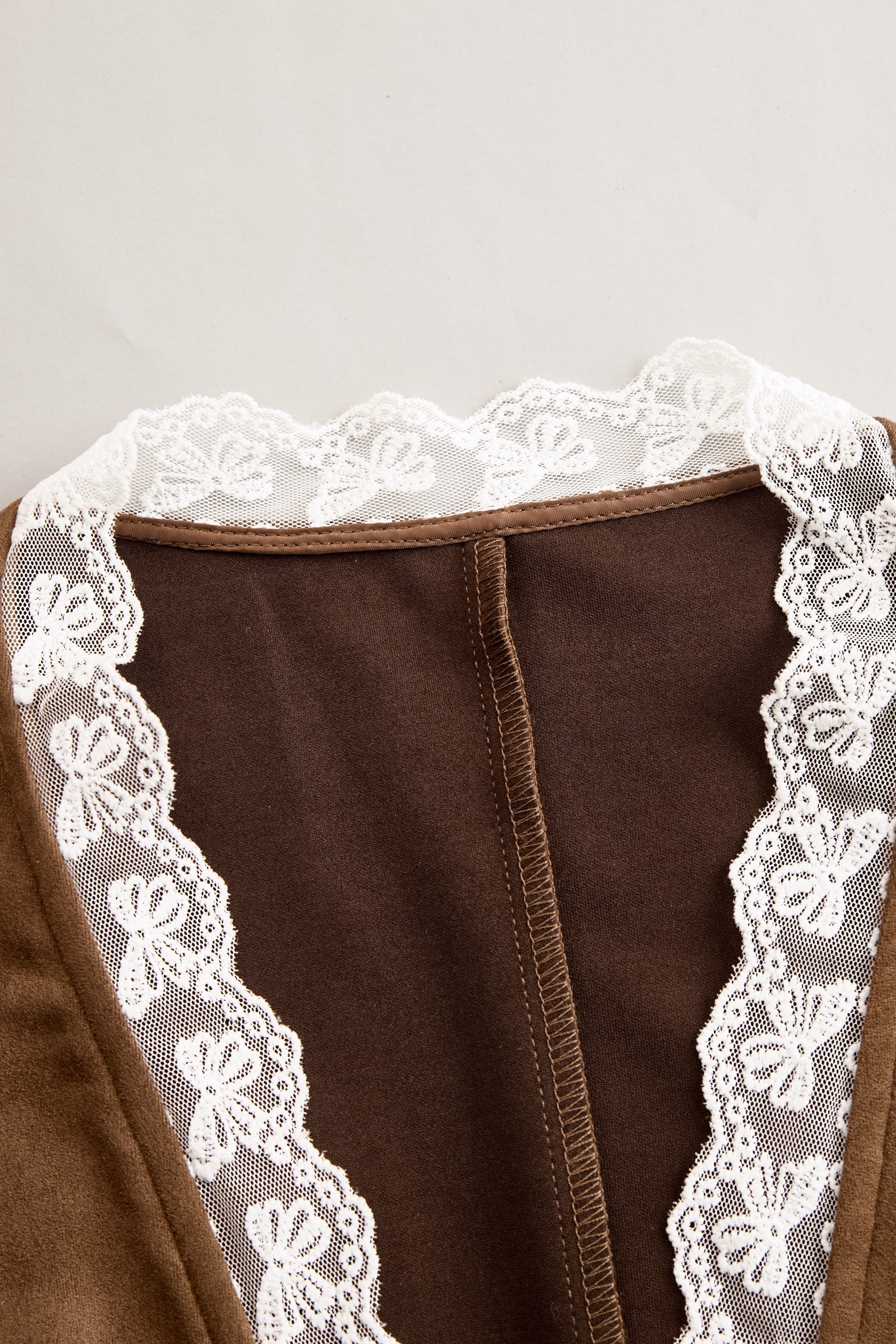 Women's Western Snap-Button Lace-Sleeve Fitted V-Neck Blouse