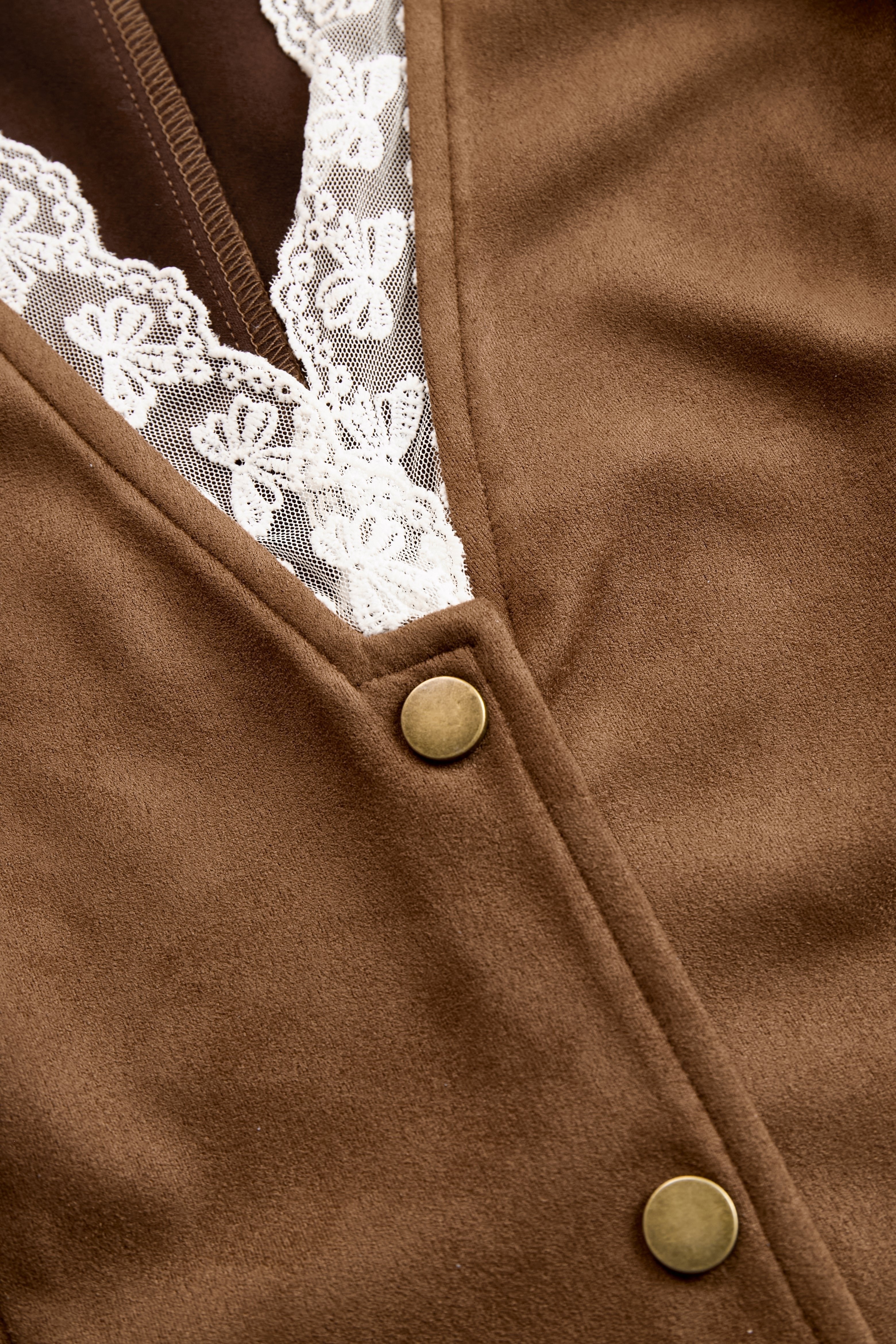 Women's Western Snap-Button Lace-Sleeve Fitted V-Neck Blouse