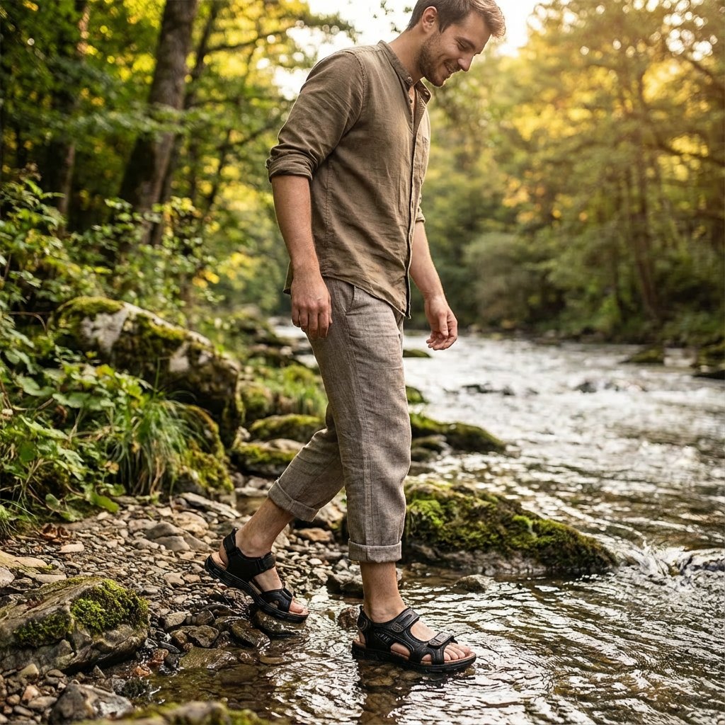 Men's Adjustable Velcro Strap Outdoor Trekking Sandals