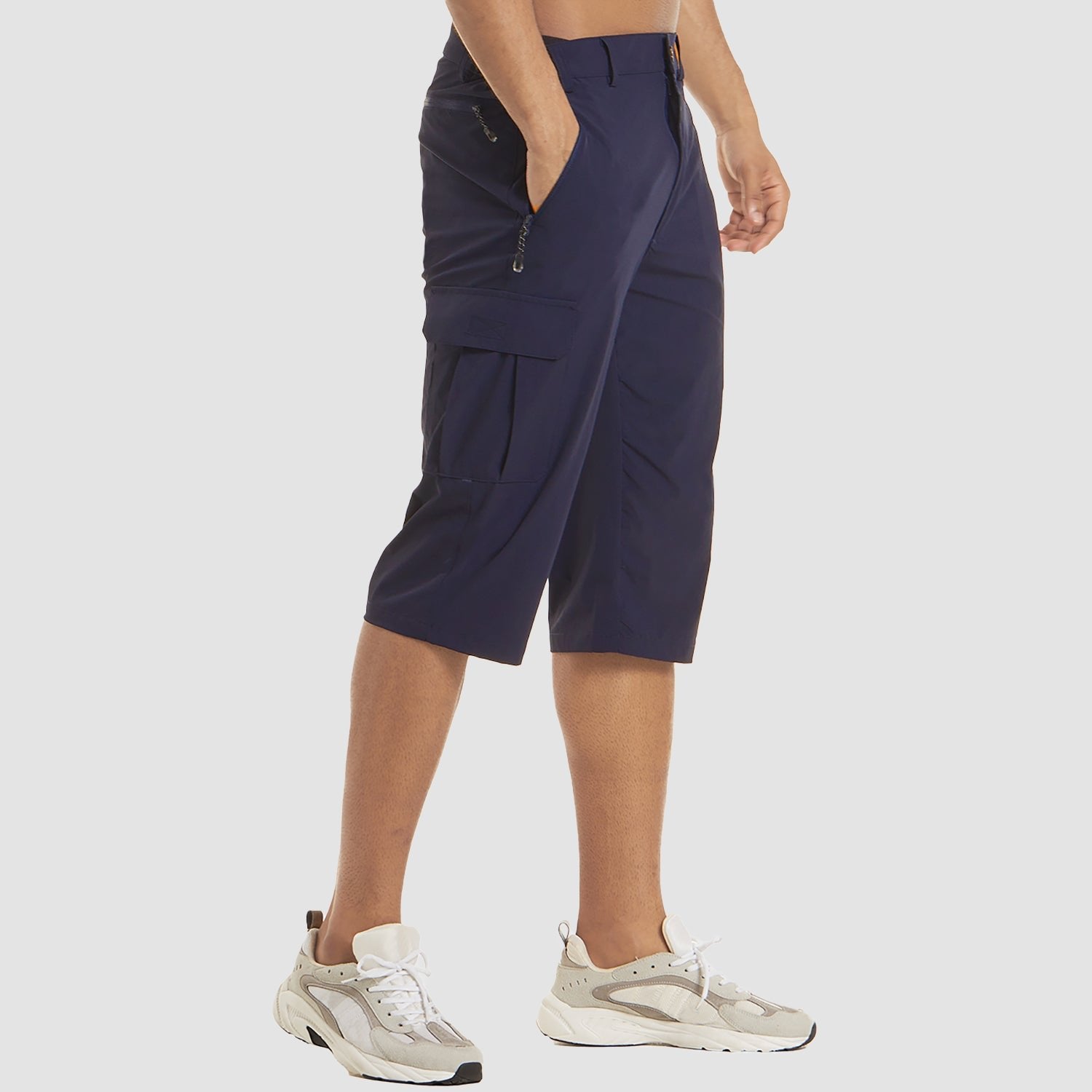 Men's Knee-Length Straight-Leg Cargo Shorts Button-Fly