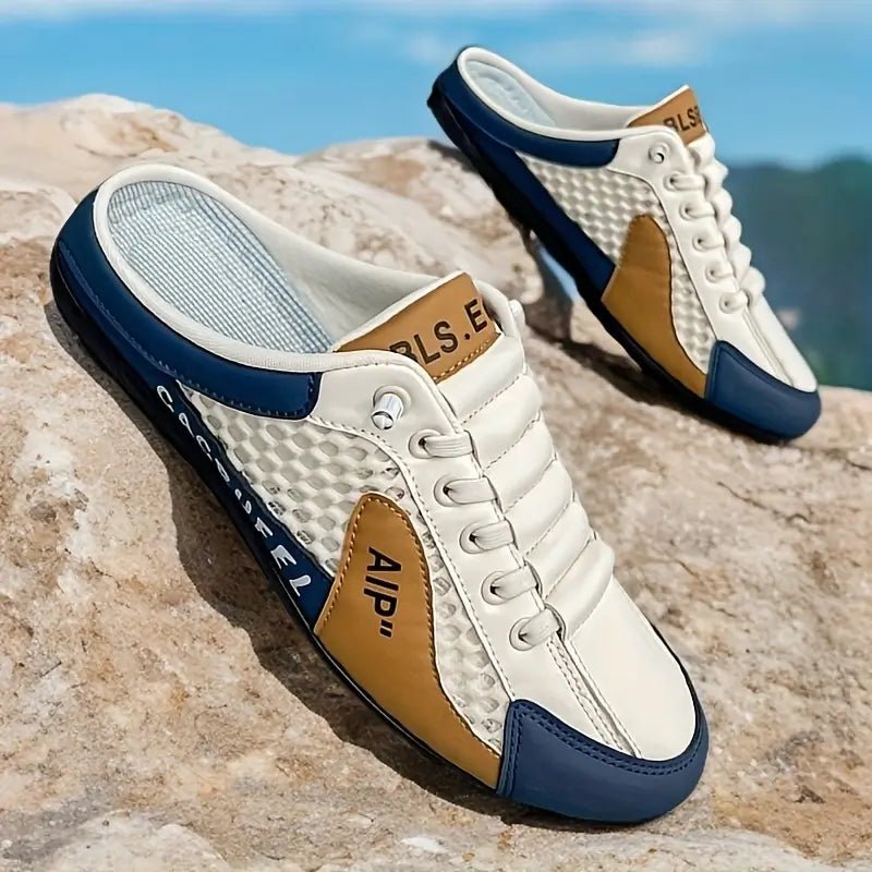 Men's Lace-Up Half-Shoe Backless Slip-On Sneaker Mules