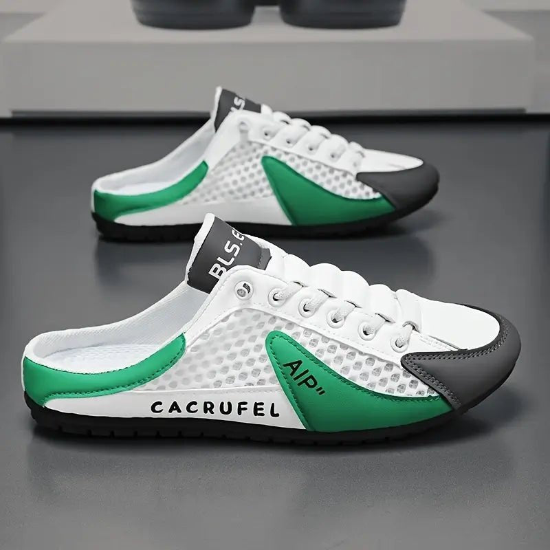 Men's Lace-Up Half-Shoe Backless Slip-On Sneaker Mules