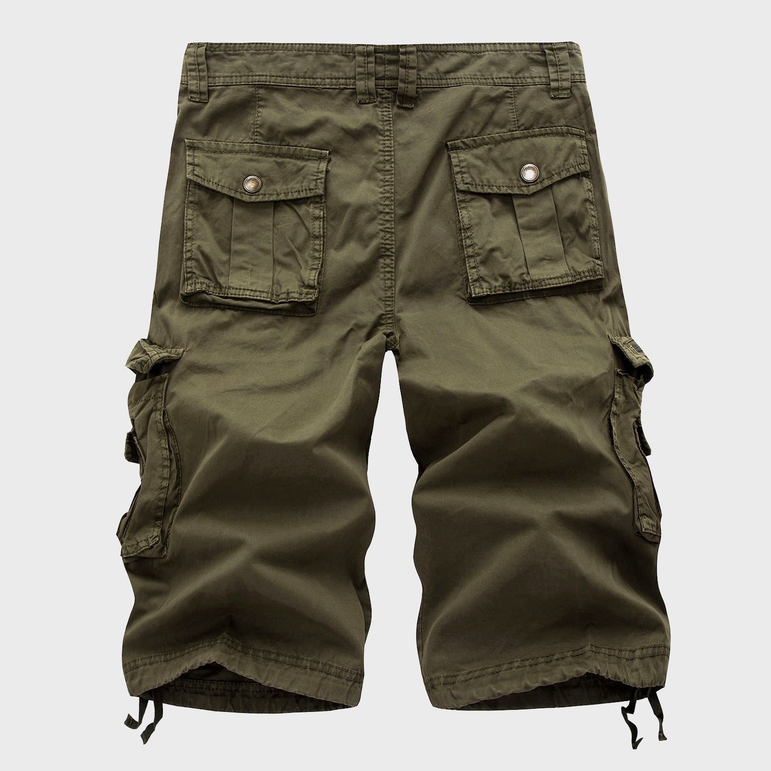 Men's Multi-Pocket Drawstring Knee-Length Cargo Shorts
