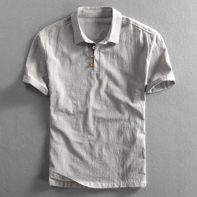 Men's Regular-Fit Short-Sleeve Linen Polo Shirt - Gray
