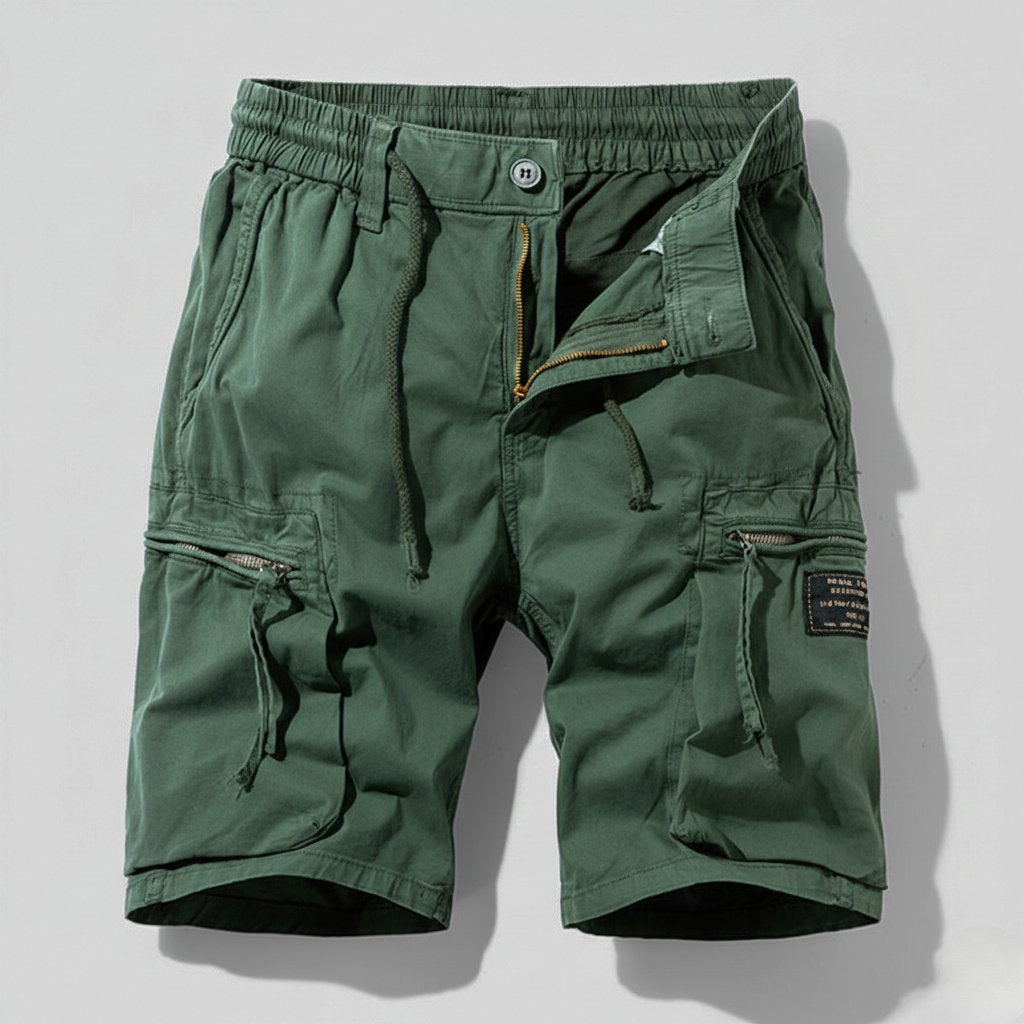 Men's Relaxed-Fit Elastic-Waist Drawstring Cargo Shorts - Army Green