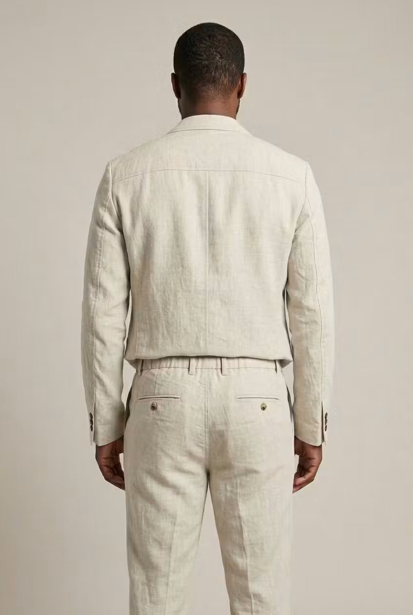 Men's Relaxed-Fit Two-Piece Linen Suit Set Blazer Pants