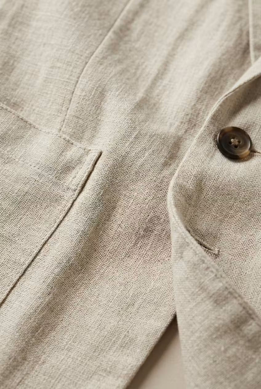 Men's Relaxed-Fit Two-Piece Linen Suit Set Blazer Pants