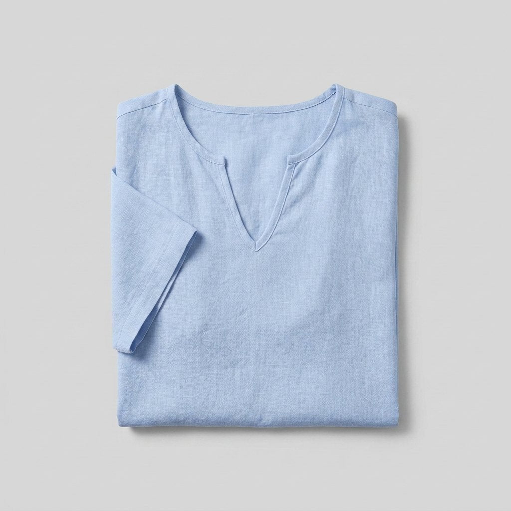 Men's Relaxed-Fit V-Neck Short-Sleeve Linen T-Shirt