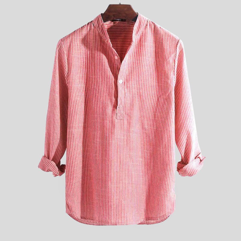 Men's Relaxed-Fit Waffle-Knit Henley Long-Sleeve Shirt - Rot