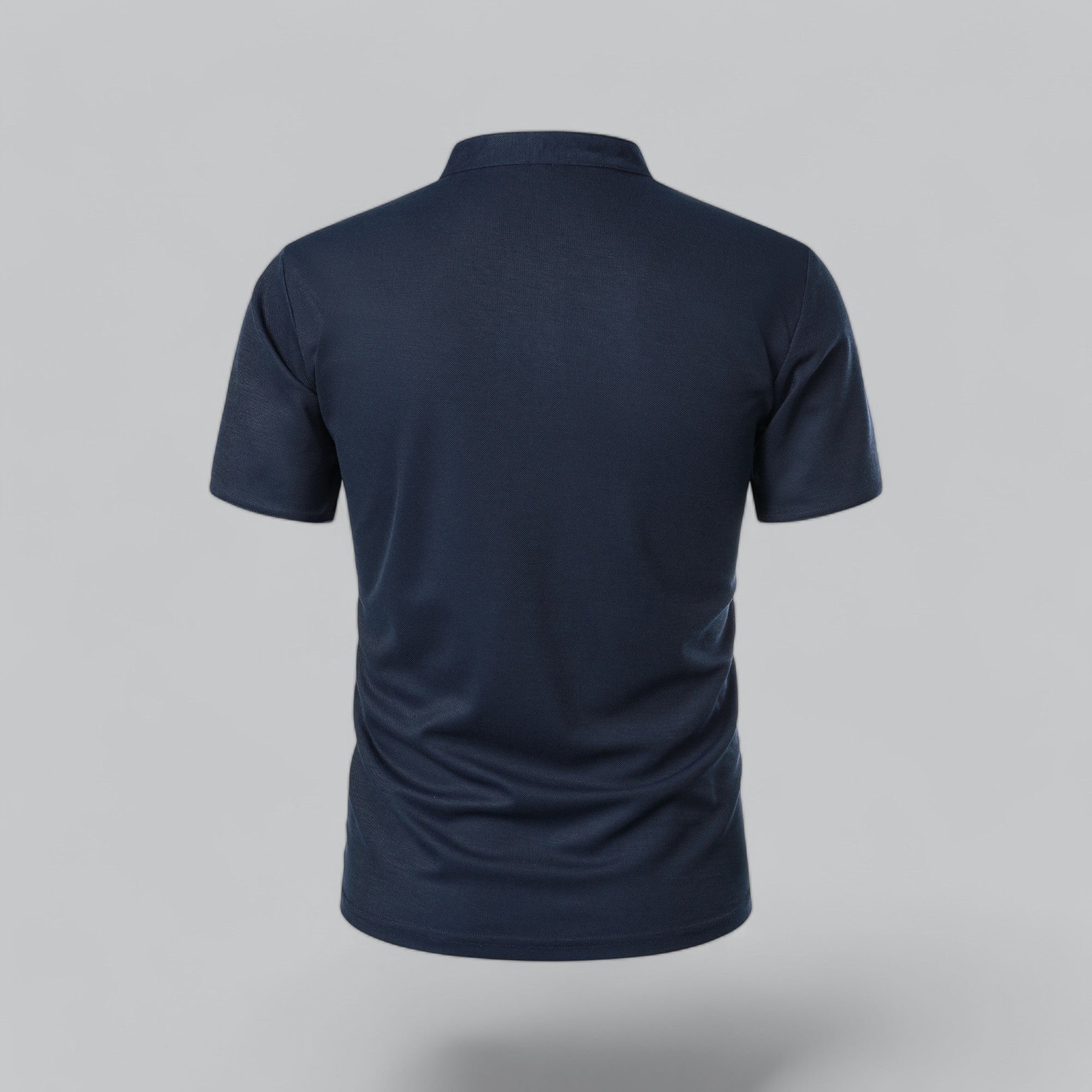 Men's Short-Sleeve Cotton Mandarin Collar Three-Button Polo Shirt
