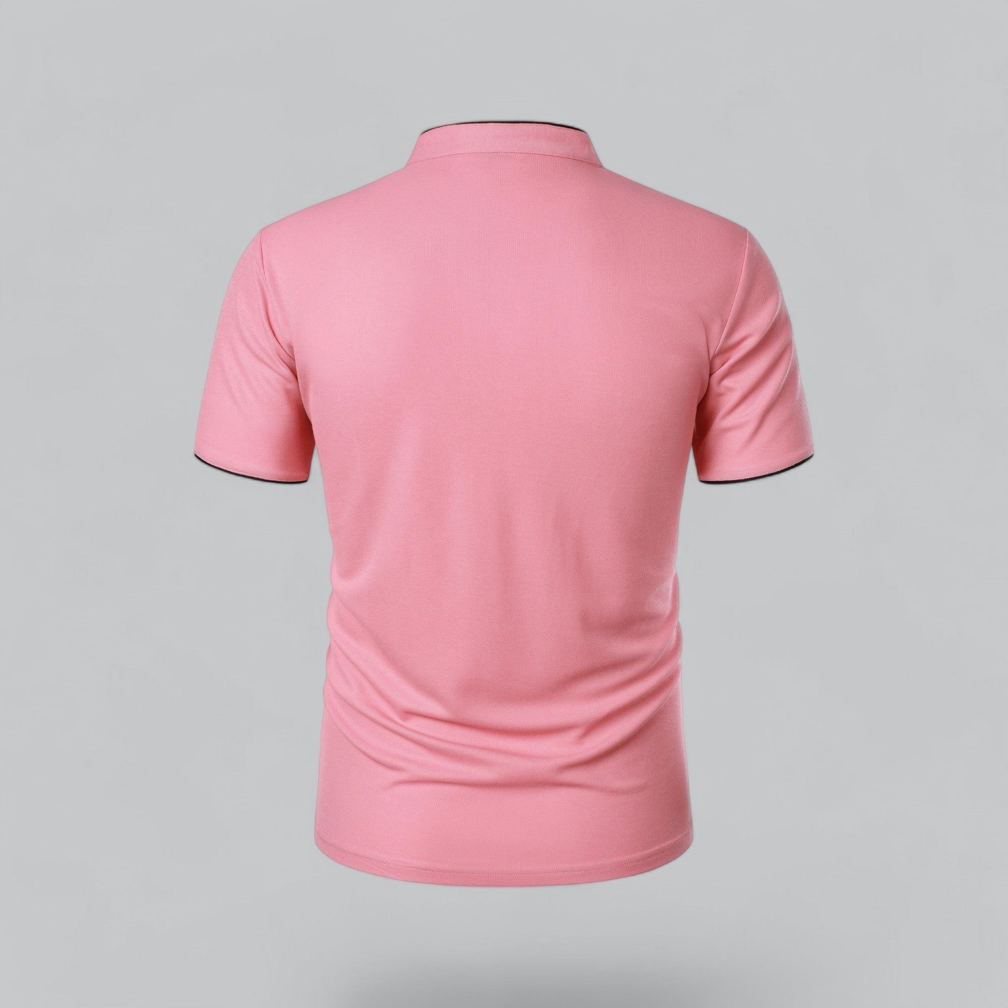 Men's Short-Sleeve Cotton Mandarin Collar Three-Button Polo Shirt