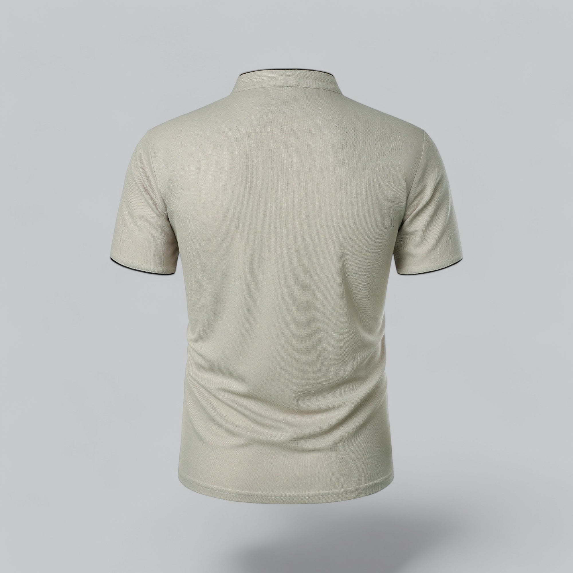 Men's Short-Sleeve Cotton Mandarin Collar Three-Button Polo Shirt